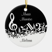 Persoonlijke witte joumloge muzieknotities op zwar keramisch ornament (Voorkant)
