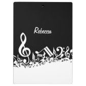 Persoonlijke witte joumloge muzieknotities op zwar klembord (Achterkant)