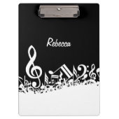 Persoonlijke witte joumloge muzieknotities op zwar klembord (Voorkant)
