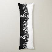 Persoonlijke witte joumloge muzieknotities op zwar lichaamskussen (Achterkant (Verticaal))