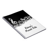 Persoonlijke witte joumloge muzieknotities op zwar notitieboek (Rechterzijde)