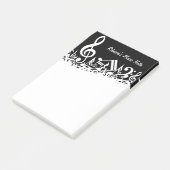 Persoonlijke witte joumloge muzieknotities op zwar post-it® notes (Schuin)