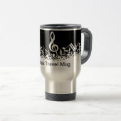 Persoonlijke witte joumloge muzieknotities op zwar reisbeker (Voorkant rechts)