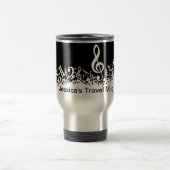 Persoonlijke witte joumloge muzieknotities op zwar reisbeker (Center)