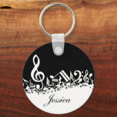 Persoonlijke witte joumloge muzieknotities op zwar sleutelhanger (Voorkant)