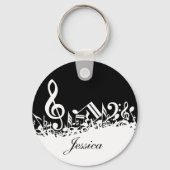 Persoonlijke witte joumloge muzieknotities op zwar sleutelhanger (Achterkant)