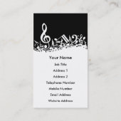 Persoonlijke witte joumloge muzieknotities op zwar visitekaartje (Achterkant)