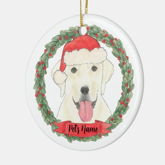 Persoonlijke witte labrador keramisch ornament (Links)