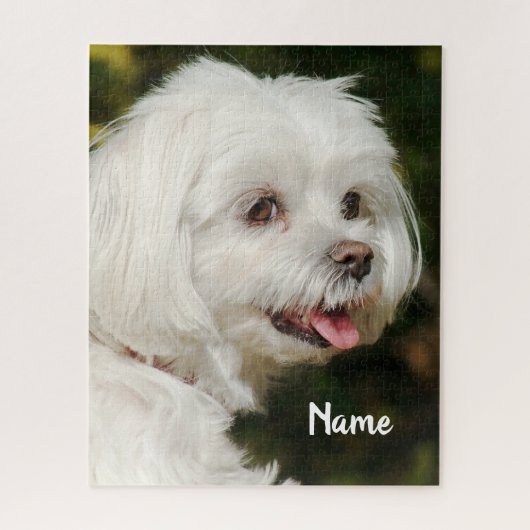 Persoonlijke witte Maltese puppy Dog Legpuzzel (Verticaal)