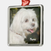 Persoonlijke witte Maltese puppy Dog Metalen Ornament (Links)