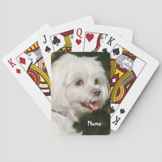 Persoonlijke witte Maltese puppy Dog Pokerkaarten (Achterkant)