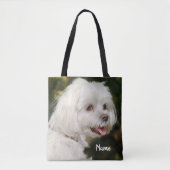 Persoonlijke witte Maltese puppy Dog Tote Bag (Voorkant)