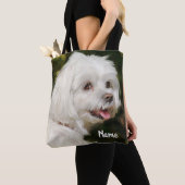 Persoonlijke witte Maltese puppy Dog Tote Bag (Dichtbij)