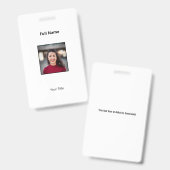 Persoonlijke witte personeelsbadge foto en tekst badge (Voor- en achterkant)