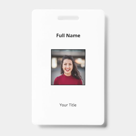 Persoonlijke witte personeelsbadge foto en tekst badge (Voorzijde)