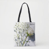 Persoonlijke witte roos bloemendragezak tote bag (Voorkant)