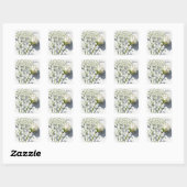 Persoonlijke Witte Roos Bloemsticker Vierkante Sticker (Vel)