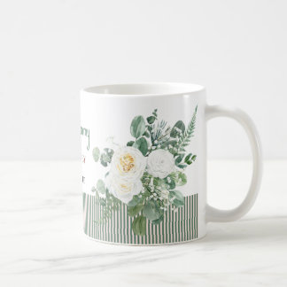 Persoonlijke witte roos bloemstuk mok, Elegante op Koffiemok