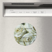 Persoonlijke witte rozen bruiloft magneet (Insitu (Vaatwasser))
