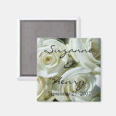 Persoonlijke witte rozen bruiloft magneet (Voorkant / Achterkant)