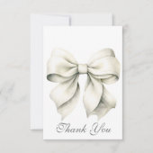 Persoonlijke witte strik bruidsdouche bedankkaart (Voorkant)