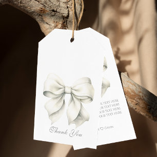 Persoonlijke Witte Strik Bruidsdouche Cadeaulabel