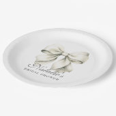 Persoonlijke Witte Strik Bruidsdouche Fancy Papieren Bordje (Gekanteld)