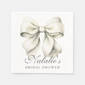 Persoonlijke Witte Strik Bruidsdouche Fancy Servet (Voorkant)