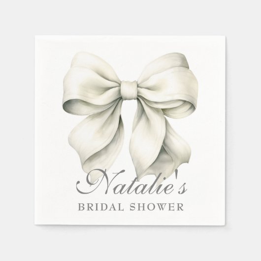 Persoonlijke Witte Strik Bruidsdouche Fancy Servet (Voorkant)