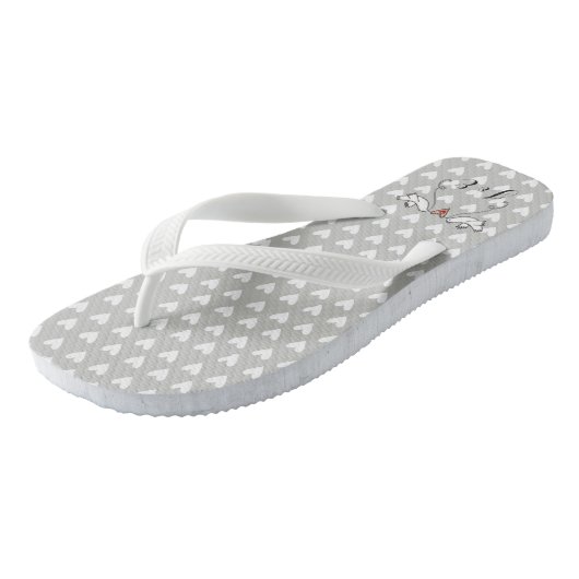 Persoonlijke Witte Teenslippers voor weduwschap (Schuin)