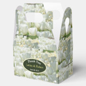 Persoonlijke witte tulp bruiloft bedankdoosjes (Geopend)