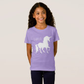 Persoonlijke  Witte Unicorn Silhouette Girls T-shirt (Voorkant volledig)