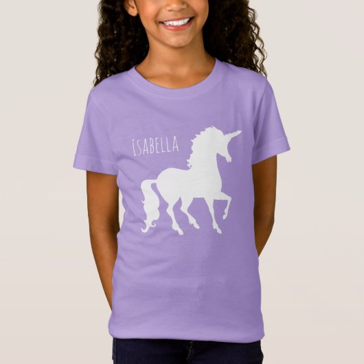 Persoonlijke  Witte Unicorn Silhouette Girls T-shirt (Voorkant)