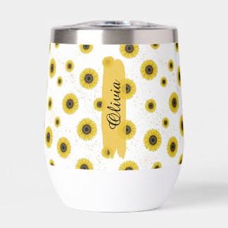 Persoonlijke Witte Zonnebloem Patroon 325ml Beker