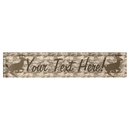 Persoonlijke woestijn Digitale Camouflage Deer Cam Naambordje (Voorkant)
