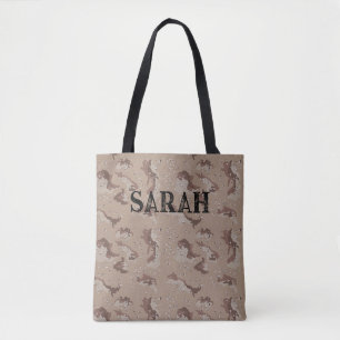 Persoonlijke woestijncamouflage met eigen naam tote bag