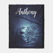 Persoonlijke Wolf in de sneeuw Fleece Deken (Voorkant)