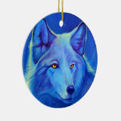 Persoonlijke Wolf Ornaments | Blauwe wolven Keramisch Ornament (Rechts)