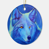 Persoonlijke Wolf Ornaments | Blauwe wolven Keramisch Ornament (Links)