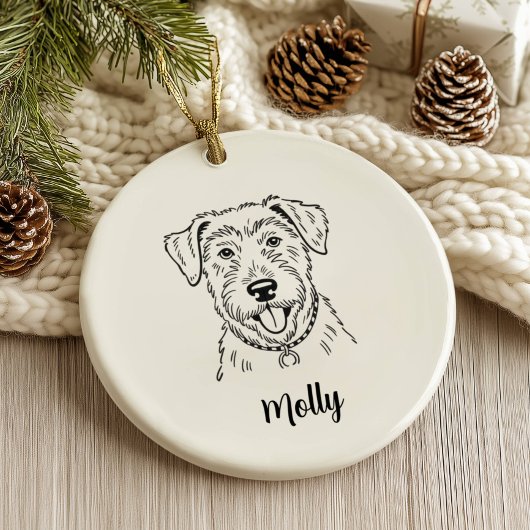 Persoonlijke Wolfhound Hond Kerstmis Keramisch Ornament