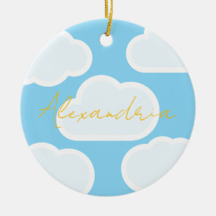 Persoonlijke Wolken Naam Kerstmis Keramisch Ornament