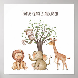 Persoonlijke Woodland Animals Nursery Wall Art Poster