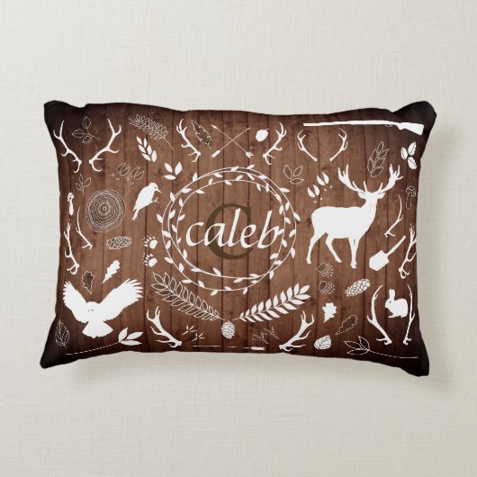 Persoonlijke Woodland Baby Boy Nursery Decor Barn Accent Kussen (Achterkant)