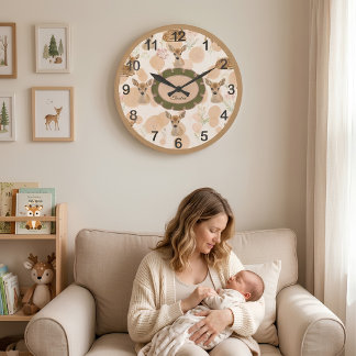 Persoonlijke Woodland Fawn Nursery Bambi Print Grote Klok