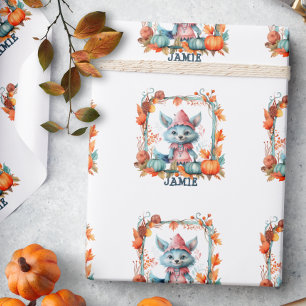Persoonlijke Woodland Fox Halloween Cadeaubekledin Cadeaupapier