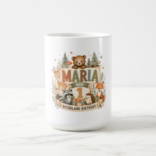 Persoonlijke Woodland Verjaardagsdieren Naam en Le Koffiemok