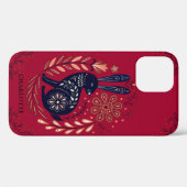 Persoonlijke Woodlands Rabbit Folk Art over rood Case-Mate iPhone Case (Achterkant (horizontaal))