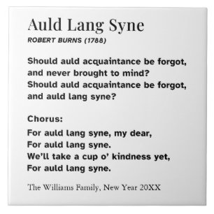 Persoonlijke woorden voor Auld Lang Syne Nieuwjaar Tegeltje