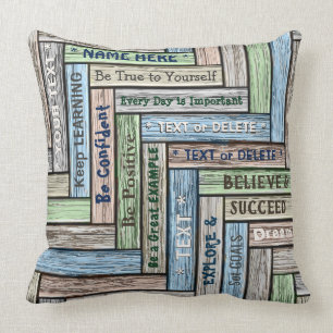 Persoonlijke Word Art geeft je 3 foto's, 5 tekst Kussen