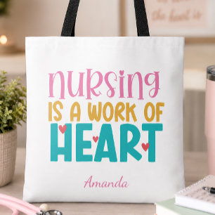 Persoonlijke 'Work of Heart' verpleegster Tote Bag